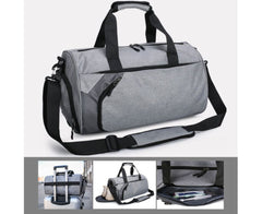 Gym Duffel Bags 30L Canvas Travel Bag Waterproof Fitness Shoes Compartment Shoe Grey